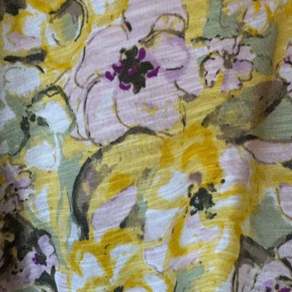 NWT CATO 26/28W Boho Floral Patchwork Eyelet Sleeve Mixed Media Raw Hem Top - Picture 3 of 12